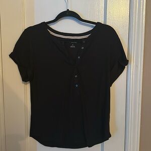 Anthropologie The Andie Ribbed Henley Top by Pilcro: short sleeve edition